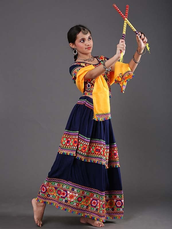 knee length dresses for ladies Girls Traditional Gujarati Garba Dandiya Dance Costume (Chaniya, Choli   The Dance Bible