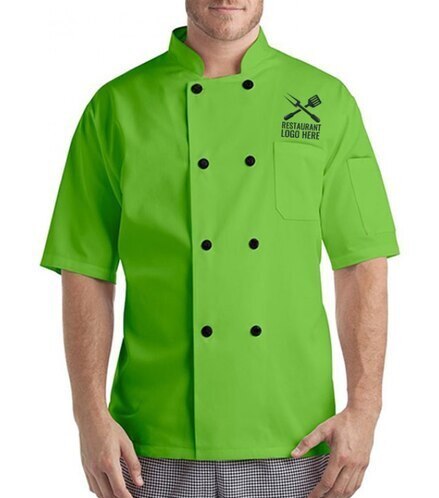 Plain Half Sleeve Polyester Chef Uniform (Parrot Green) in