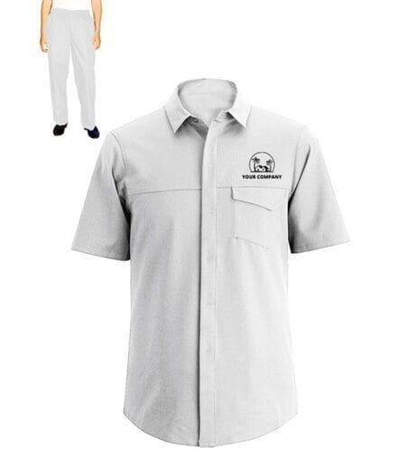 Plain Half Sleeve Polyester Hotel House Keeping Uniform For Mens