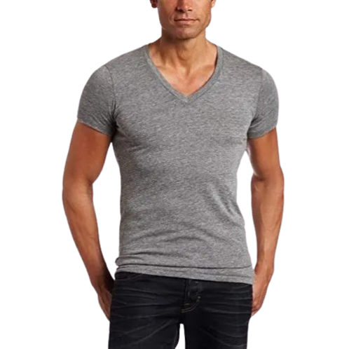 Plain Half Sleeve V Neck T Shirt For Men Grey in Mumbai at
