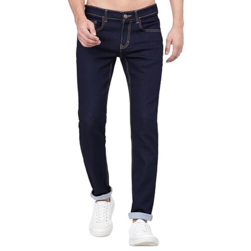 Plain Men Slim Fit Mid-Rise Jeans For Men (Dark Blue) in Delhi at