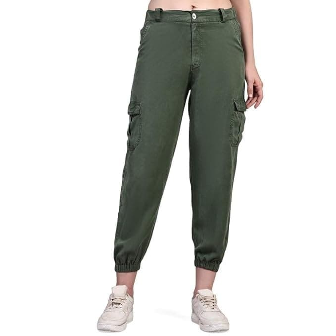 Plain Tencel Joggers For Women (Olive Green) in Delhi at ₹ 300