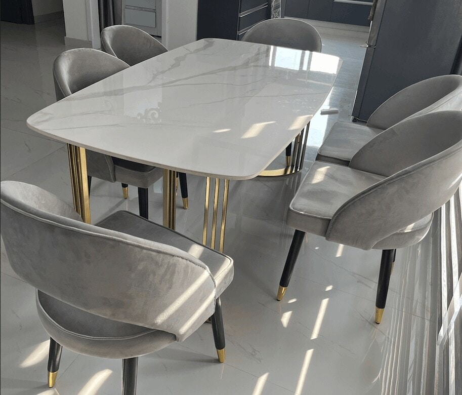 Plain White Marble Top Dining Table (4/6/8 seater) in Jaipur at