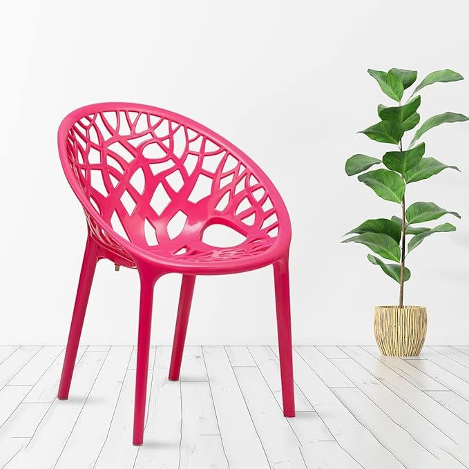 Outdoor Pink Clear Chair Plastic Mid Back Pink Chair Mtr In - Main Image