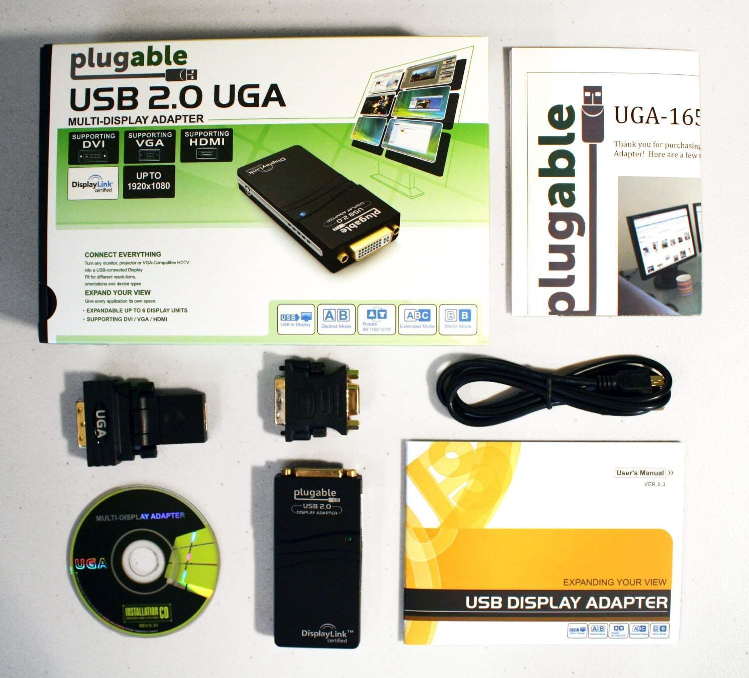 Cablecreation Displaylink Vga Plugable UGA-165 USB To VGA/DVI/HDMI