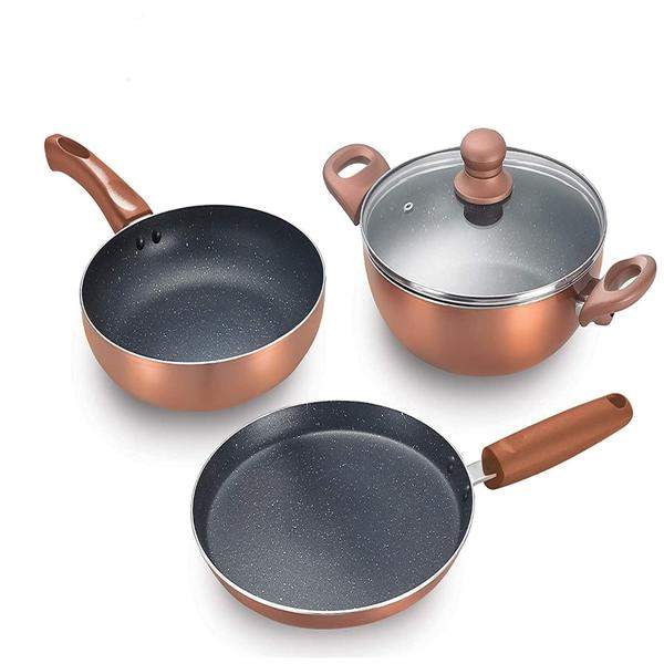 Prestige Induction Bottom Cookware Set (Aluminium Piece) Brown