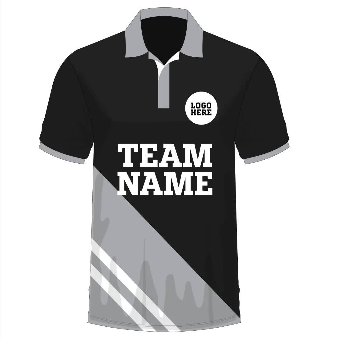 Printed Customized Cricket T-Shirt For Boys (Black and Grey) in