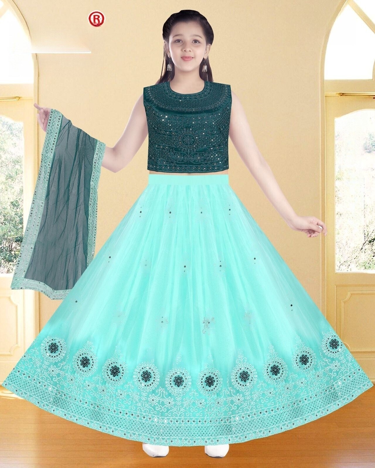 Printed Georgette Wedding Kids Lehenga Choli in Delhi