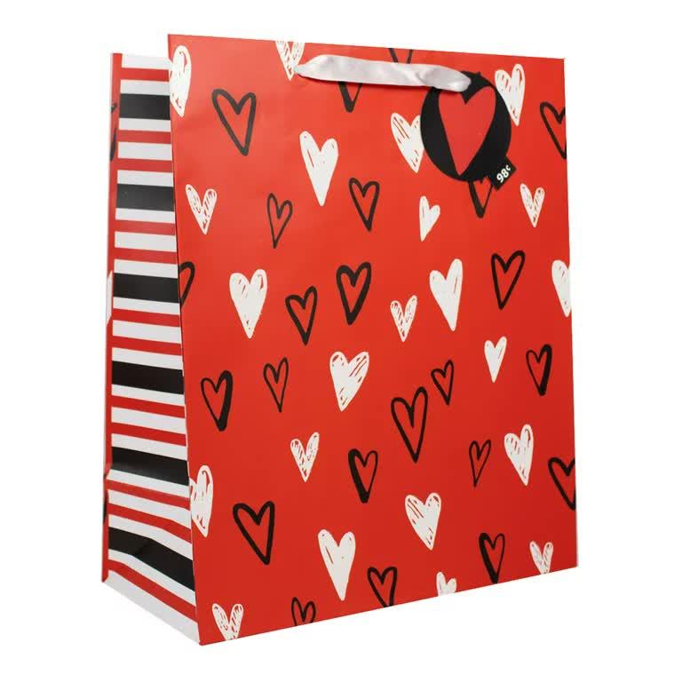 Printed Kraft Paper Carry Bag Red 16x8x5 Inch in Satara at ₹