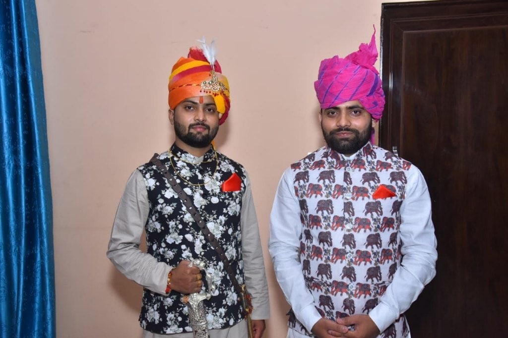 Groom Rajputi Poshak For Mens Printed Wedding Dress For Mens With