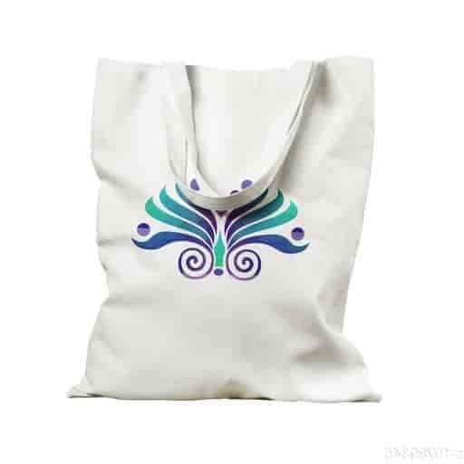 Printed Zipper Loop Handle Canvas Tote Bag (White) in Salem at