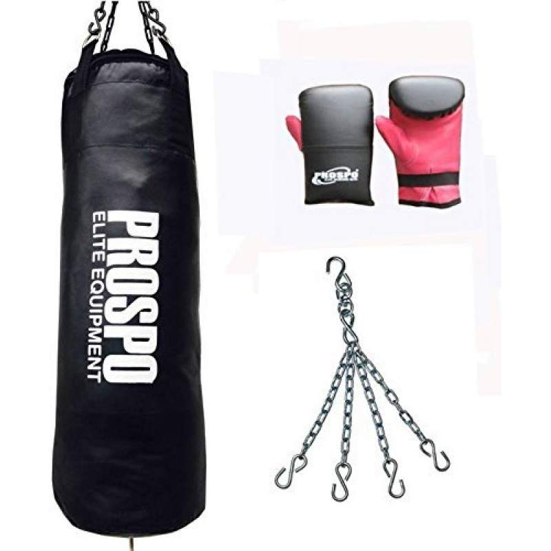 PROSPO Strong And Rough Punching Bag With Glove And Chain (36 Inch