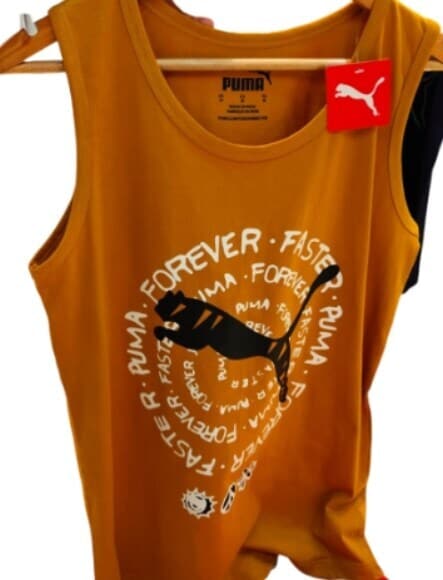 Puma Cotton Sleeveless Chest Printed T-shirt For Men, Yellow in