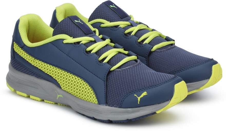 PUMA Mens FreeFeet IDP Sargasso Sea-Sunny Lime-Ash Running Shoes