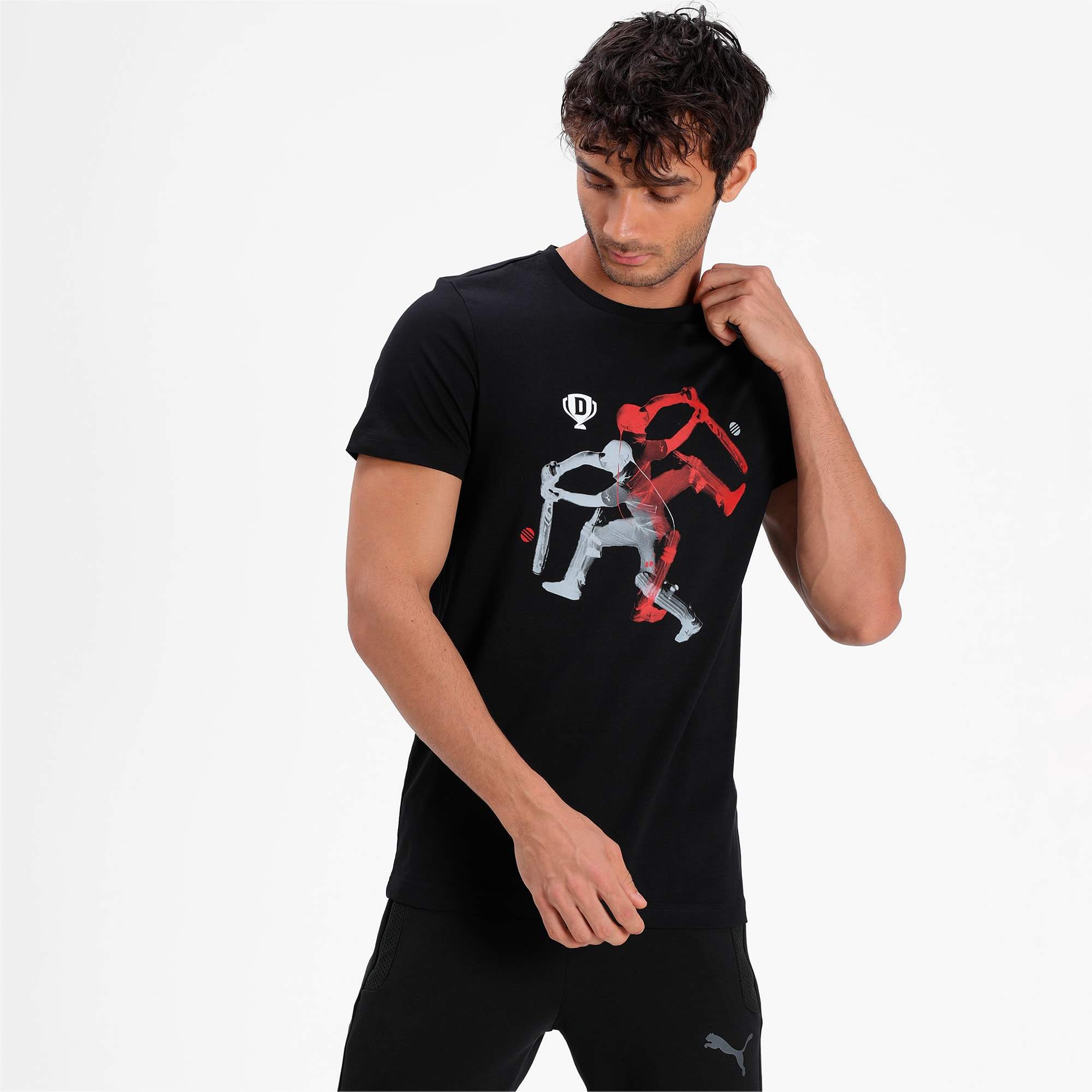 PUMA X Dream11 Cotton Roundneck Men Batting Graphic Slim-Fit T