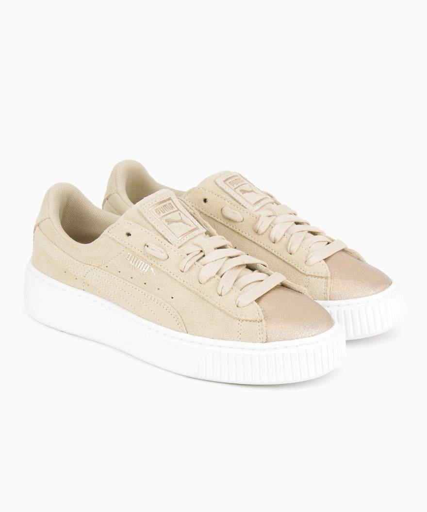 PUMA Womens Suede Platform LunaLux Wns Sneakers (Size 6, Beige