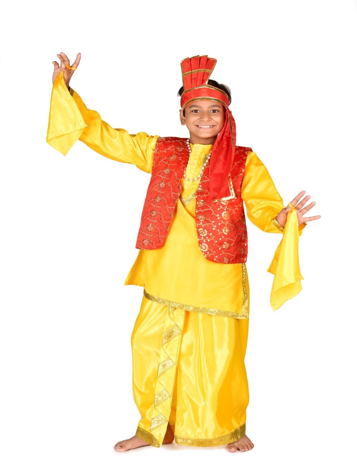 Male Dancers Bharatanatyam Costume For Kids Punjabi Folk Dance