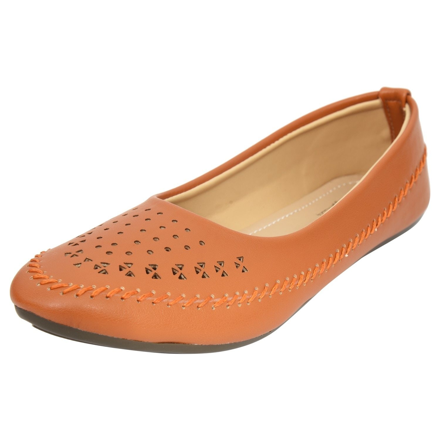 Racecourse Women's Flat Artificial Leather Laser Cut Full Shoe