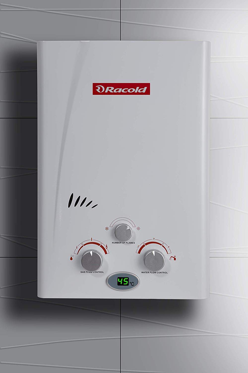 Racold Led Lpg Gas Instant Liter Vertical Water Heater White in