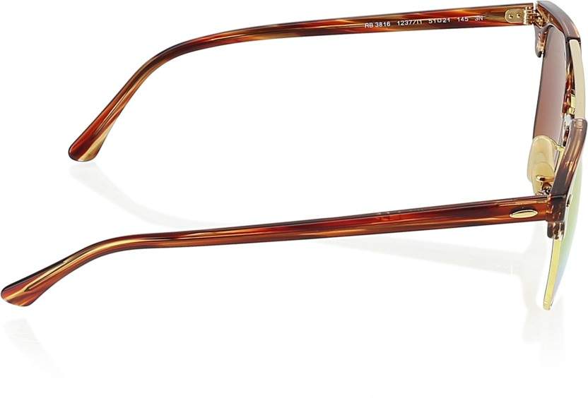 Ray-Ban 0RB3816 Club Master Full Rim Unisex Sunglass (M, Gold