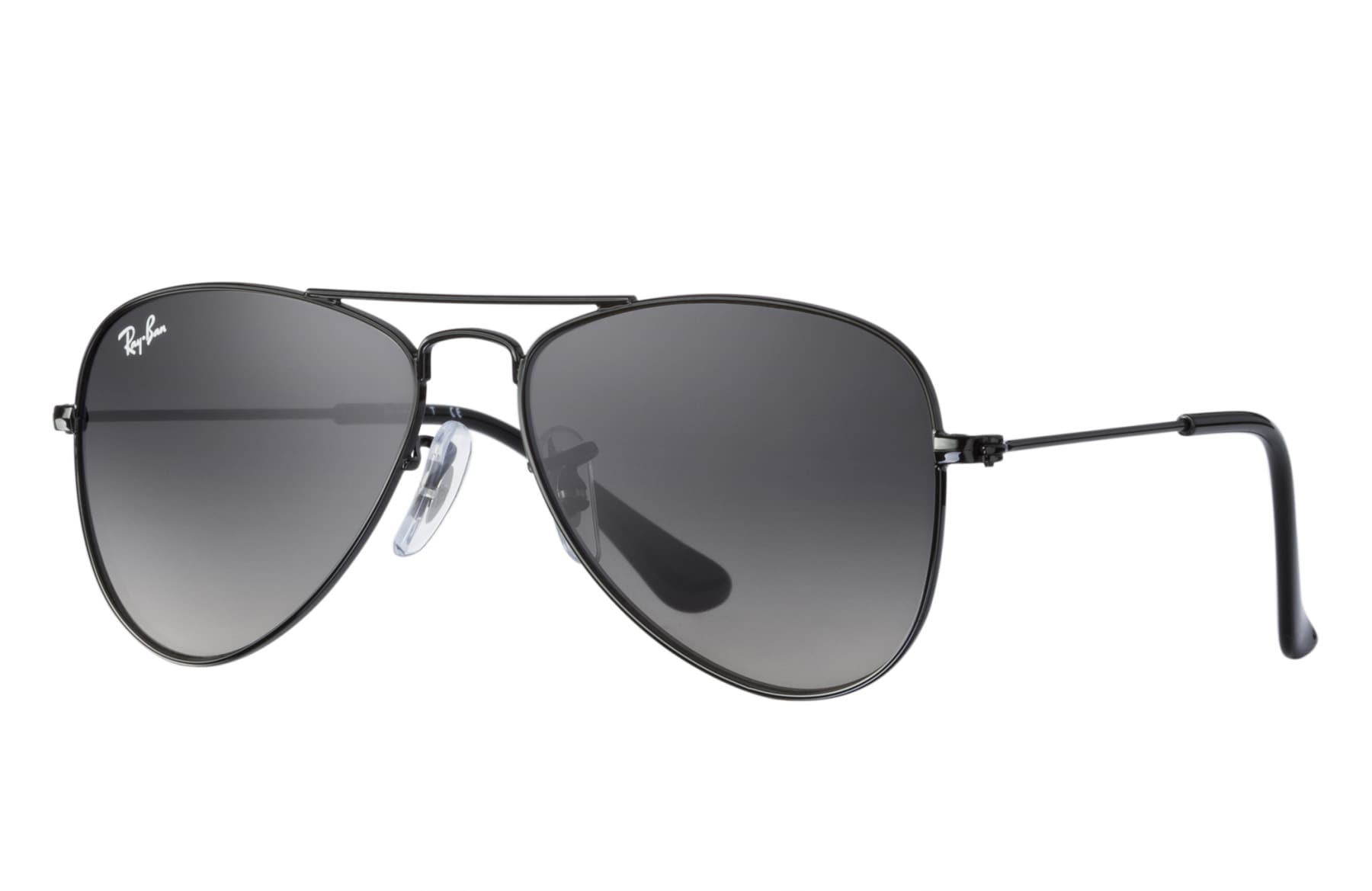 Ray-Ban Aviator Junior Sunglasses (Grey Gradient Lens, Black Frame