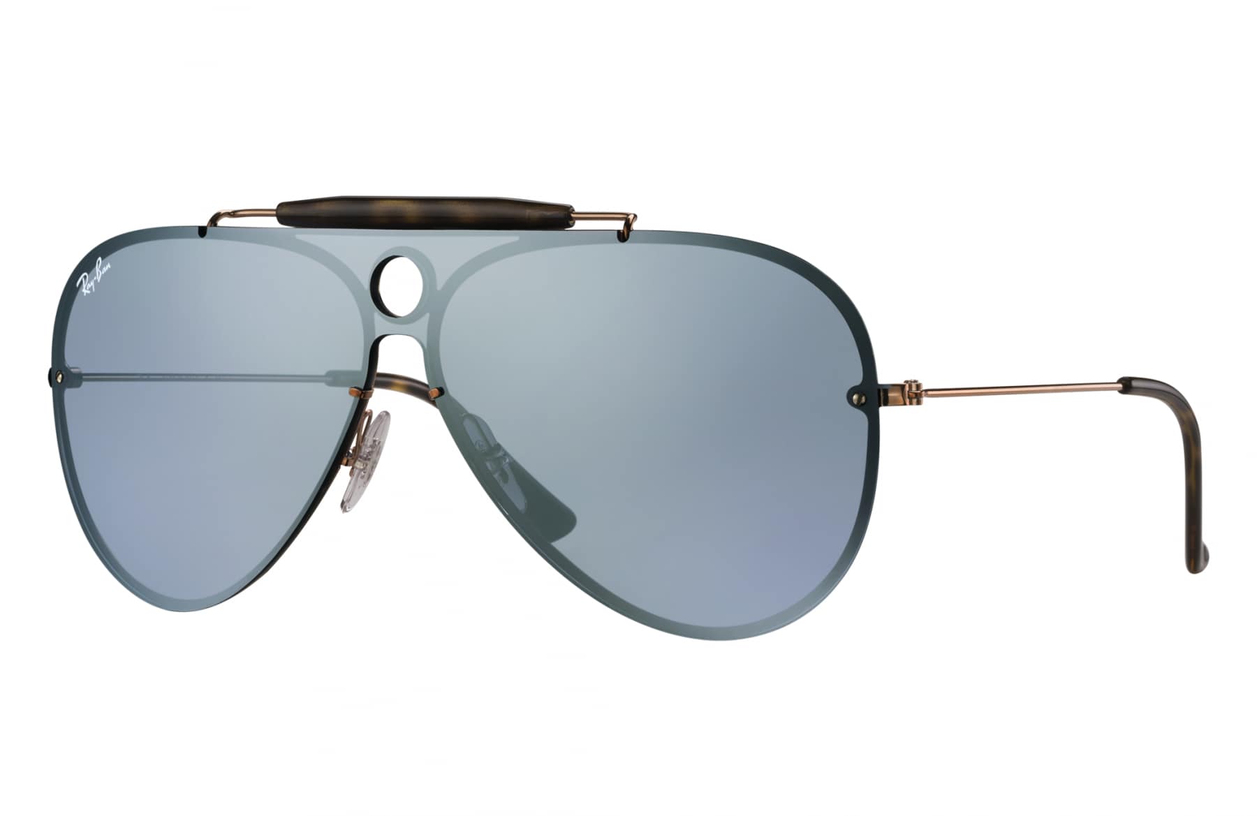 Ray-Ban Blaze Shooter Sunglasses (Blue, Silver Mirror Lens, Bronze - Main Image