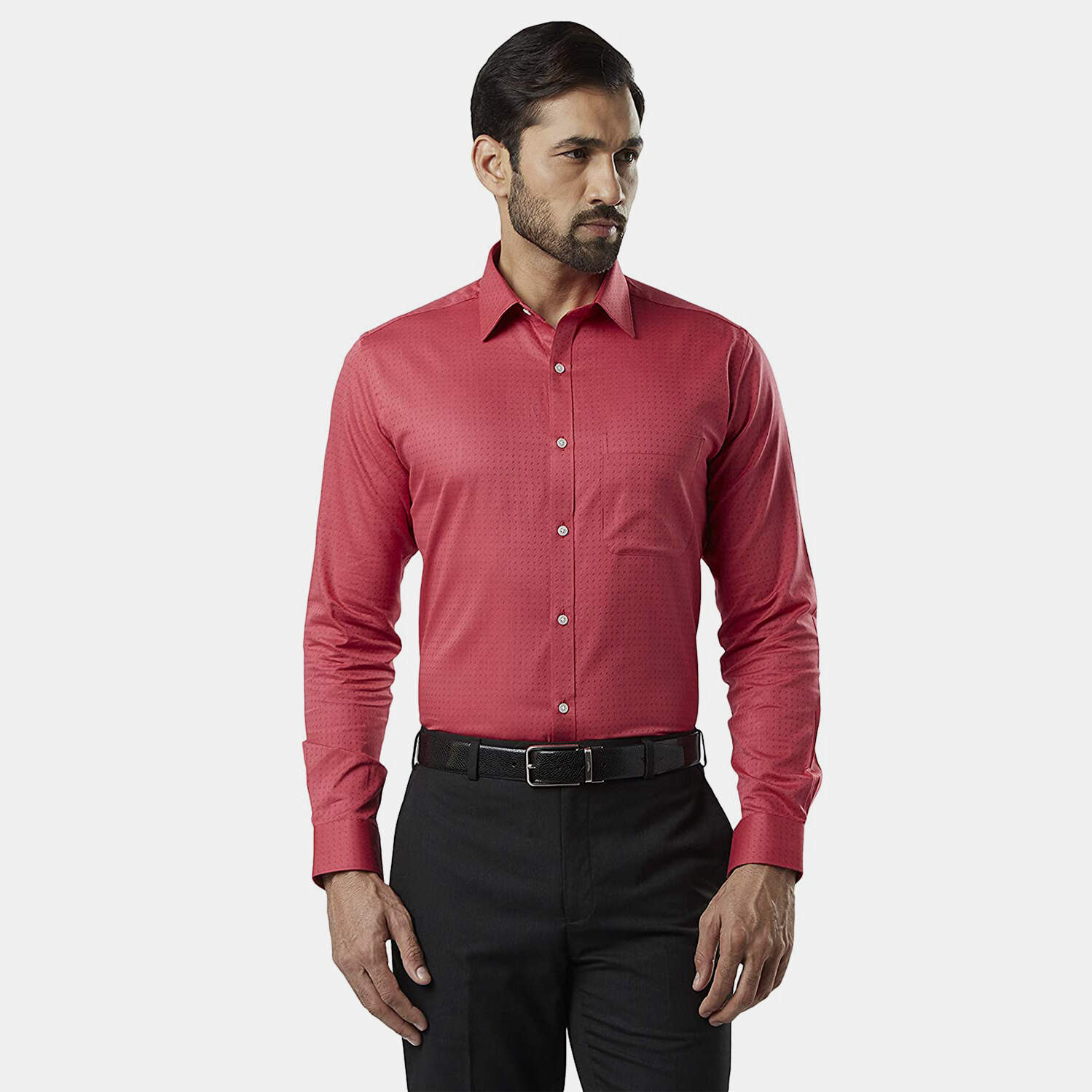 RAYMOND cotton slim fit formal shirt for men (Colour: Red) in