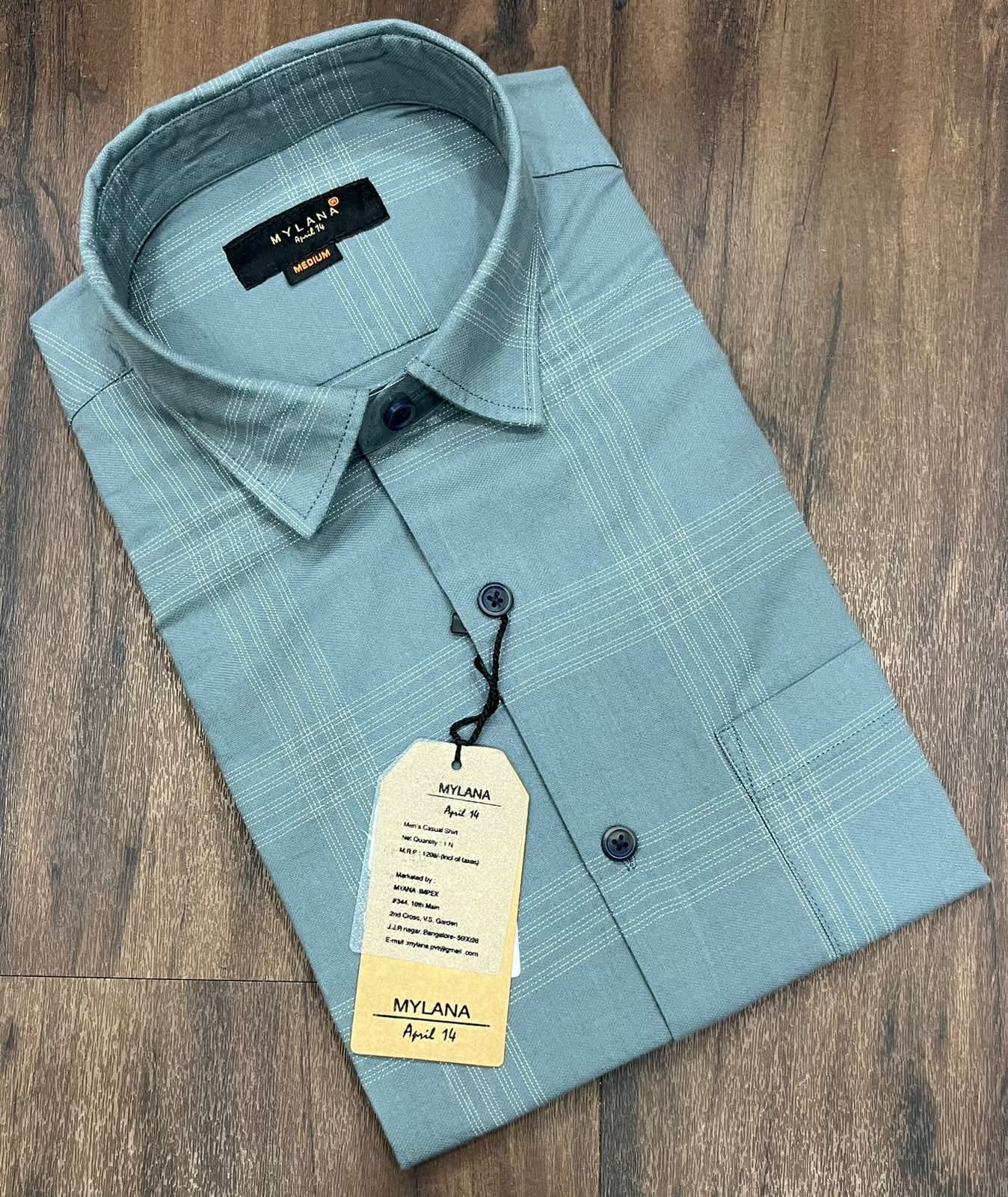 MYLANA Men's Cotton Formal Checks Shirt, Regular Fit, Full Sleeves