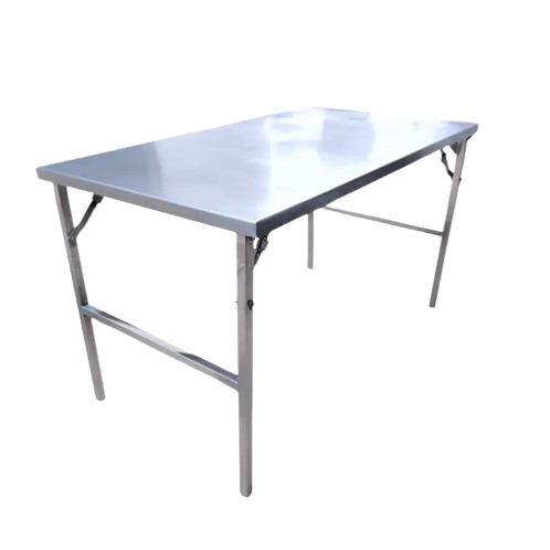 Rectangular Polished Stainless Steel Folding Table Silver