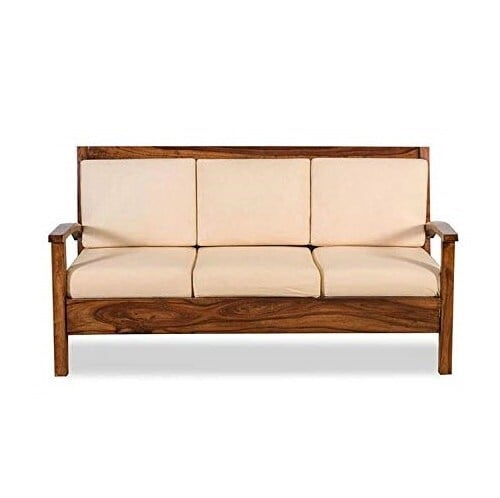 Rectangular Sheesham Wood Three Seater Sofa (Brown) in Rajkot at