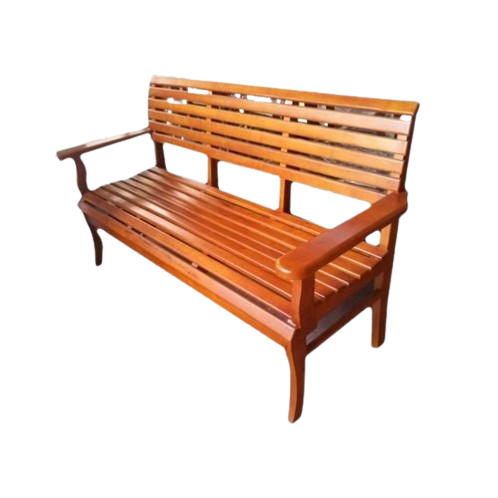 Seater Rectangular Wooden Garden Bench With Armrest Brown in