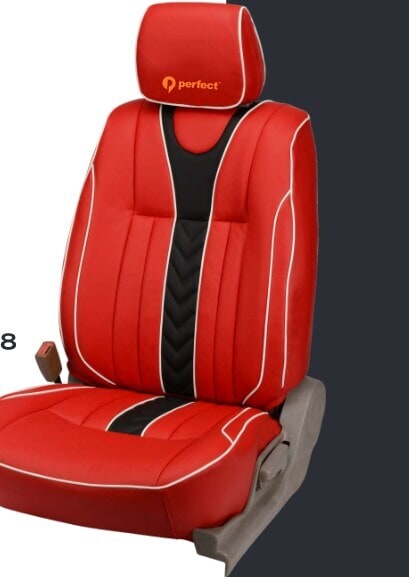 Red And Black Designer Leather Car Seat Cover P018 in Ludhiana at