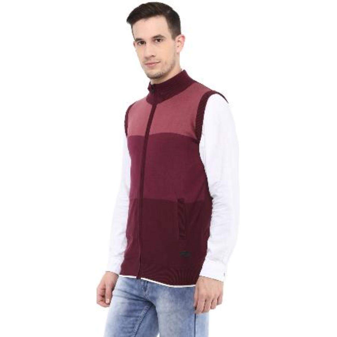 Red Chief Maroon Sleeveless Colourblock Sweater (8410170G03) in