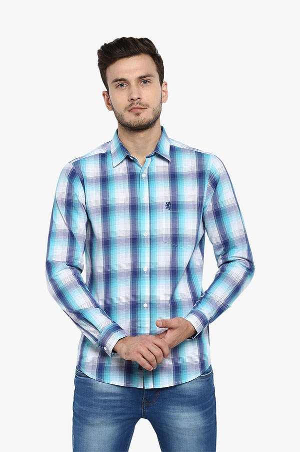 Red Tape Men's Casual Shirt (Aqua Blue 