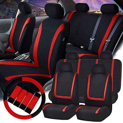 Red Fh2033 Fh Group Fb032114 Unique Flat Cloth Car Seat Covers With Steering Wheel Cover And Belt Pads Black Color Fit Most Truck Suv Or - Fh Group Flat Cloth Car Seat Covers Red Fh2033 Fh Group Fb032114 Unique Flat Cloth Car Seat Covers With Steering Wheel Cover And Belt Pads Black Color Fit Most Truck Suv Or - Fh Group Flat Cloth Car Seat Covers