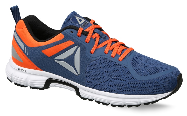 Reebok Men's Running Distance Ride Shoes (Washed Blue, Bright Lava