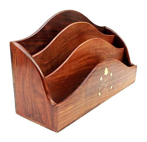 Buy Rgrandsons Wooden Letter Rack Wooden Magazine Holder Wooden Desk Organizer 3 Self Brass Inlay 12 Inch Features Price Reviews Online In India Justdial