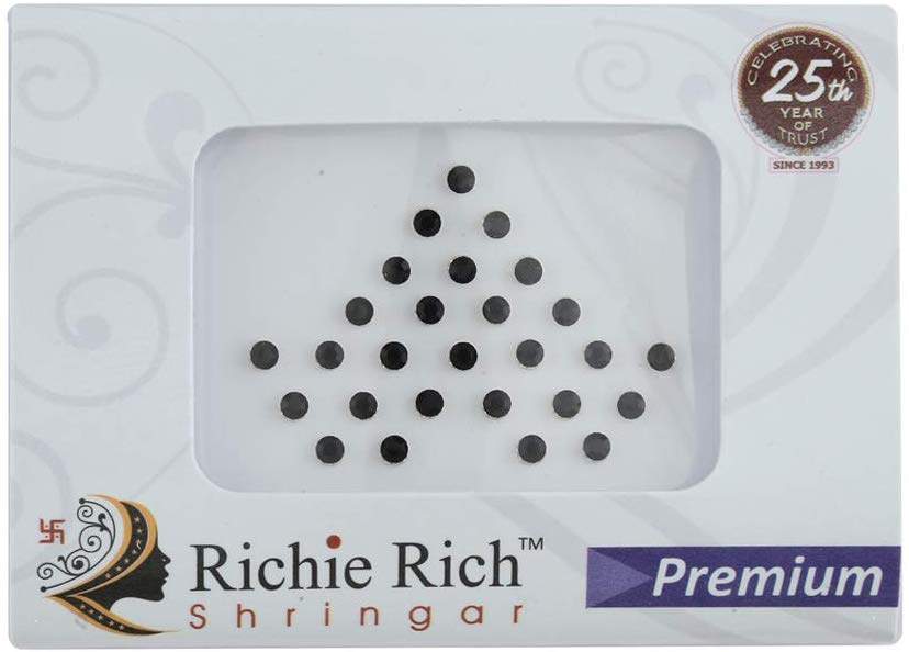 Anuradha Art Jewellery Richie Rich Black Colour Stone Bindis Fancy