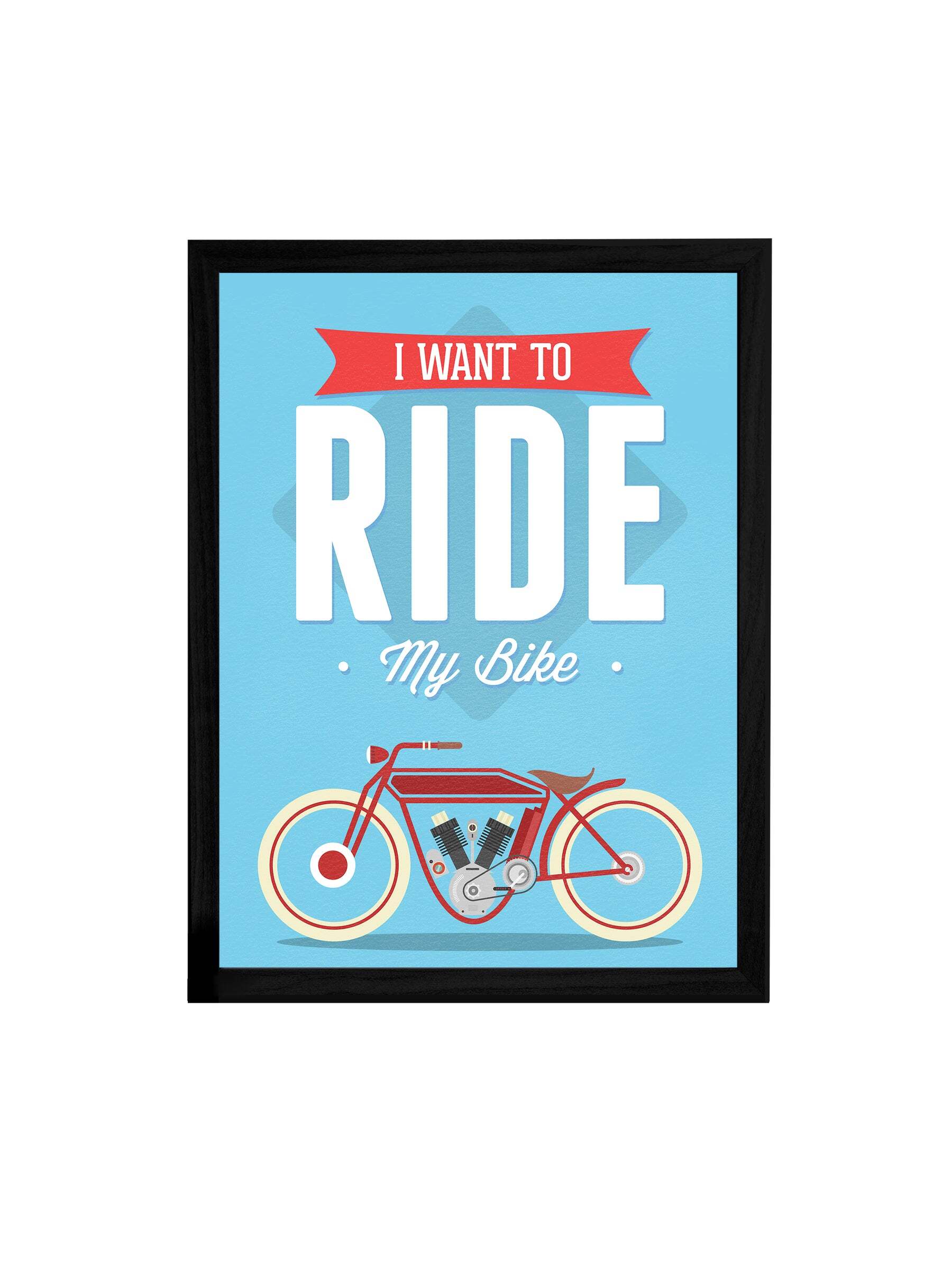 Ride My Bike Theme Framed Art Print, For Wall Decor Size x