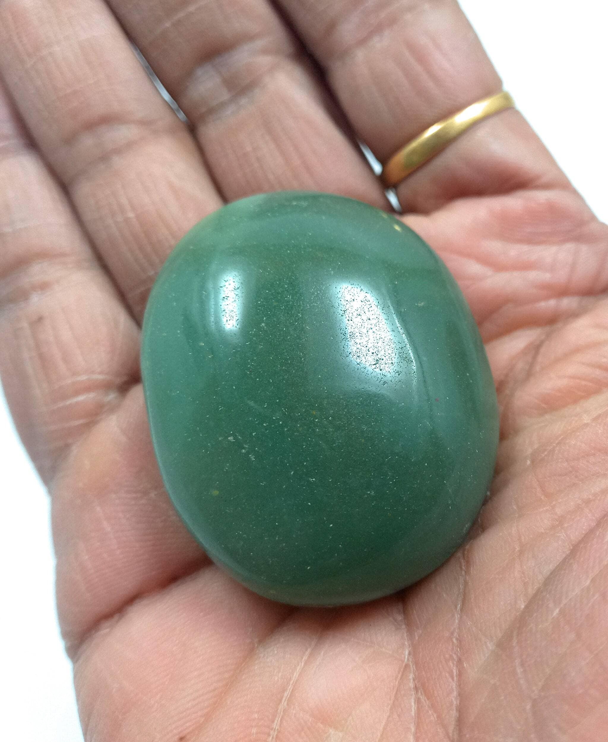 Rocksmins Aventurine Green Palm Stone Oval Shape 35-45mm Approx