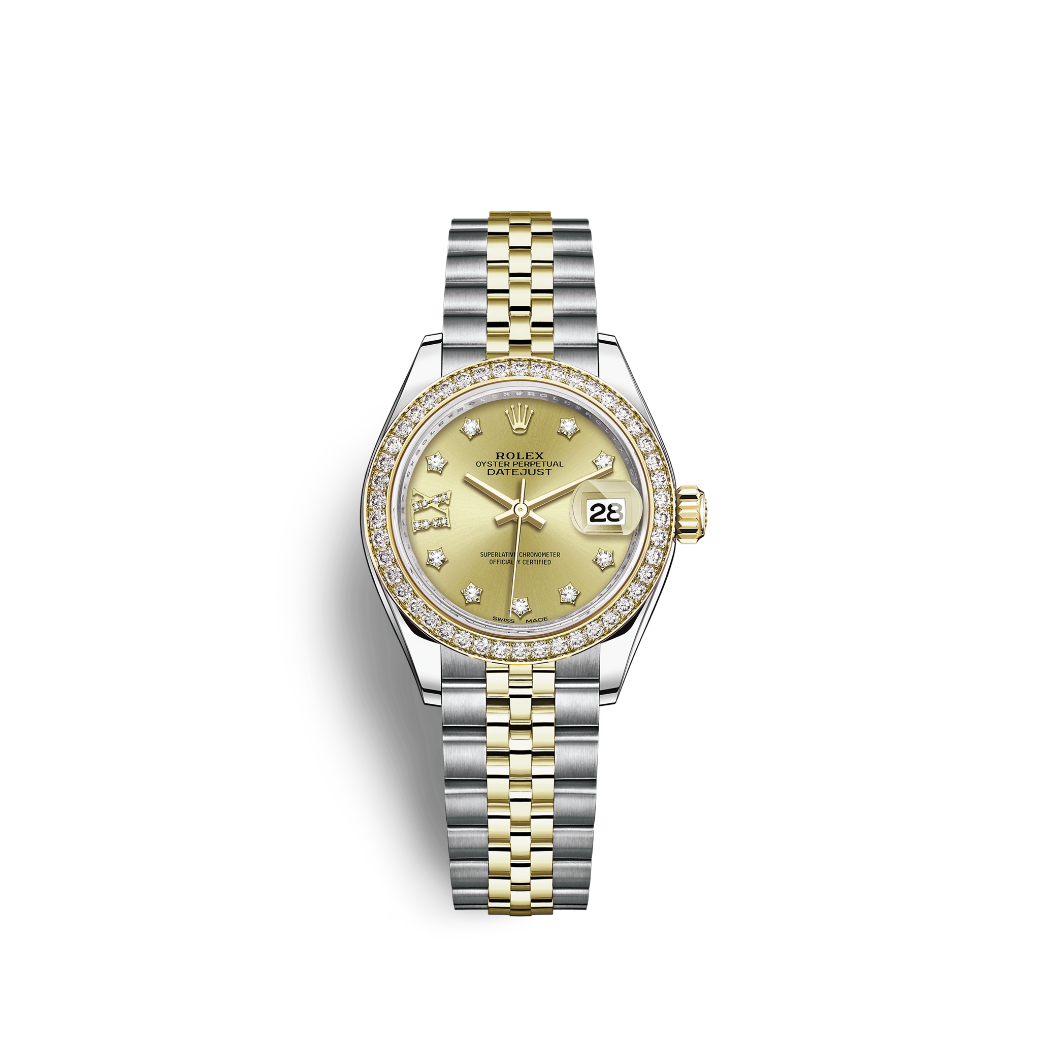 ROLEX Lady-Datejust Oyster, 28 mm, Oystersteel, Yellow Gold And