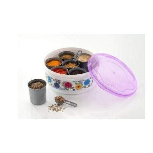 Round Designer Plastic Large Size Spice Box, Pickle Box, Masala