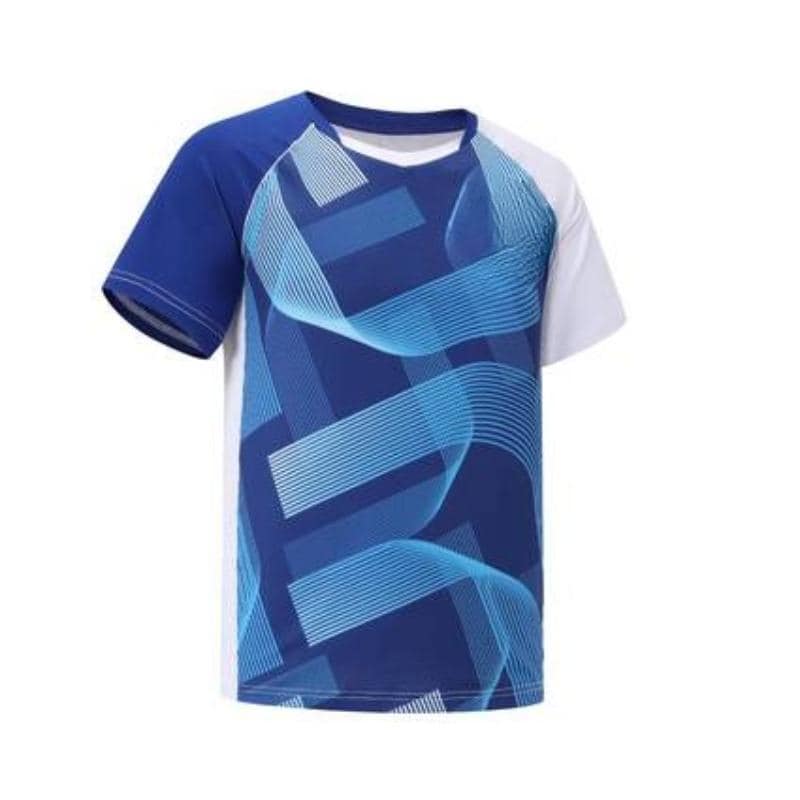 Round Neck Half Sleeve Printed Badminton T Shirt (Blue) in