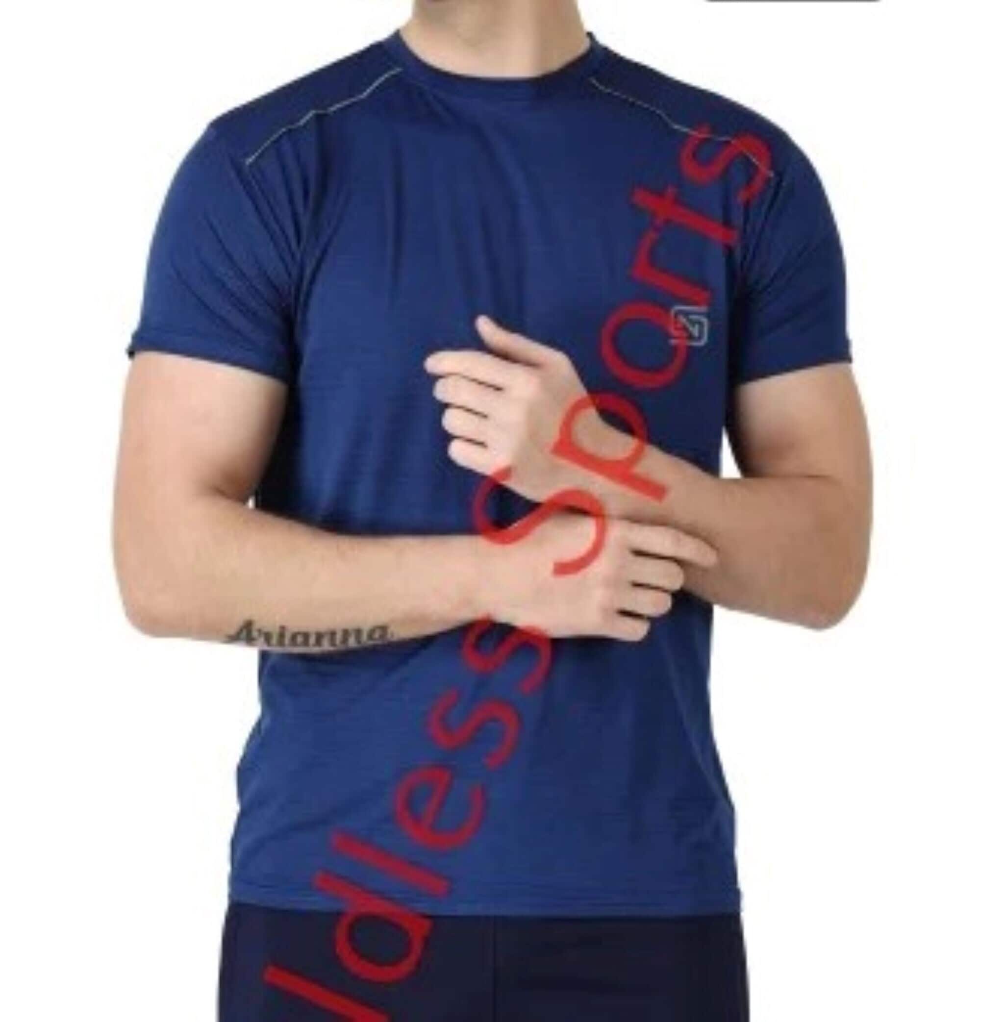 Round Neck Half Sleeves Dry-Fit Lycra and Polyester Blend Mens T