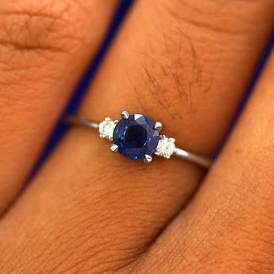 Rounded Blue Sapphire Finger Ring For Women in Jaipur at ₹ 2,000