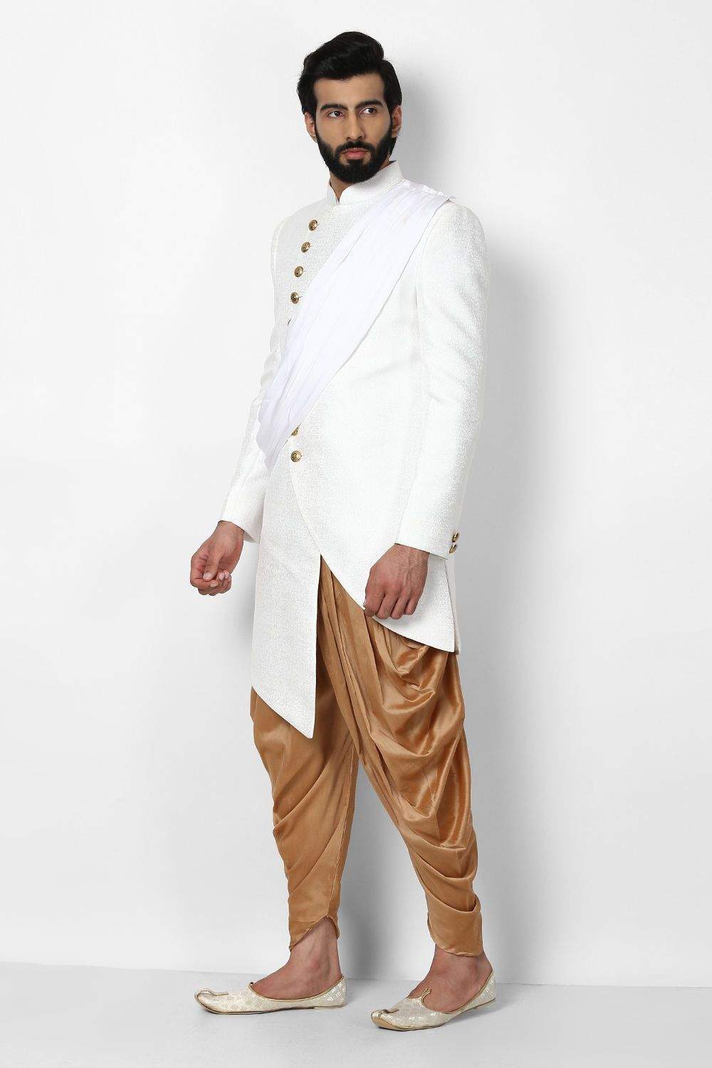 Royal Kurta Mens Asymmetric Indo Western With Drapes (38, Off