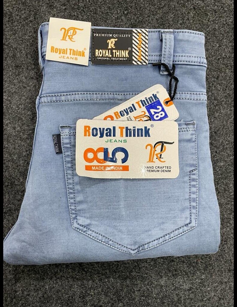 Royal Think Mens Denim Lycra Jeans Pant, Light Blue, Size 28 Inch