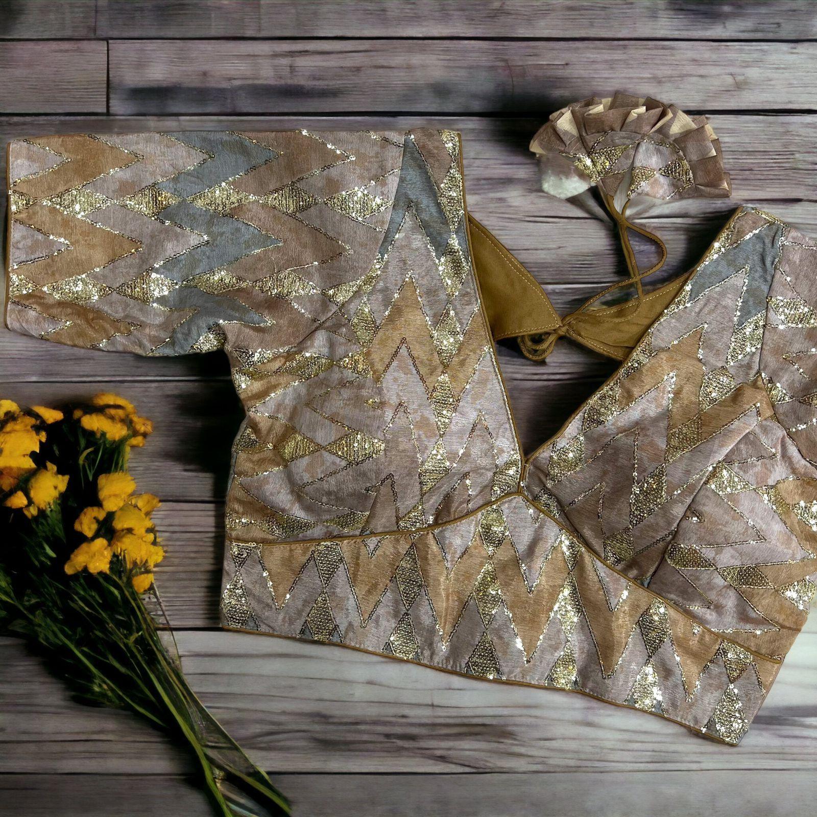 SABYASACHI STYLE SHIBORI PRINT BLOUSE Chiku in Surat at best