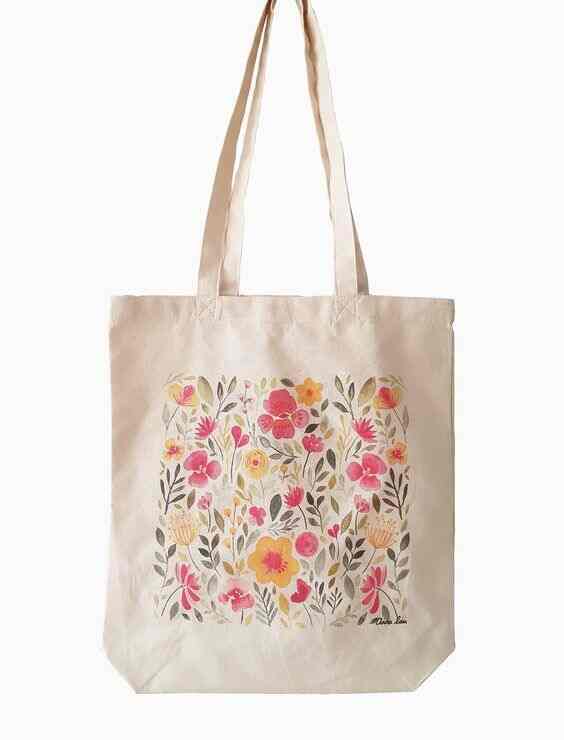 Floral Pattern Cotton Tote Bag (White in Karur at ₹ 100