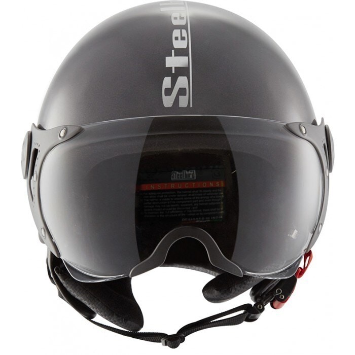 Steelbird 600 mm Smoke Style Open Face Helmet Mat Black [SB-27] in